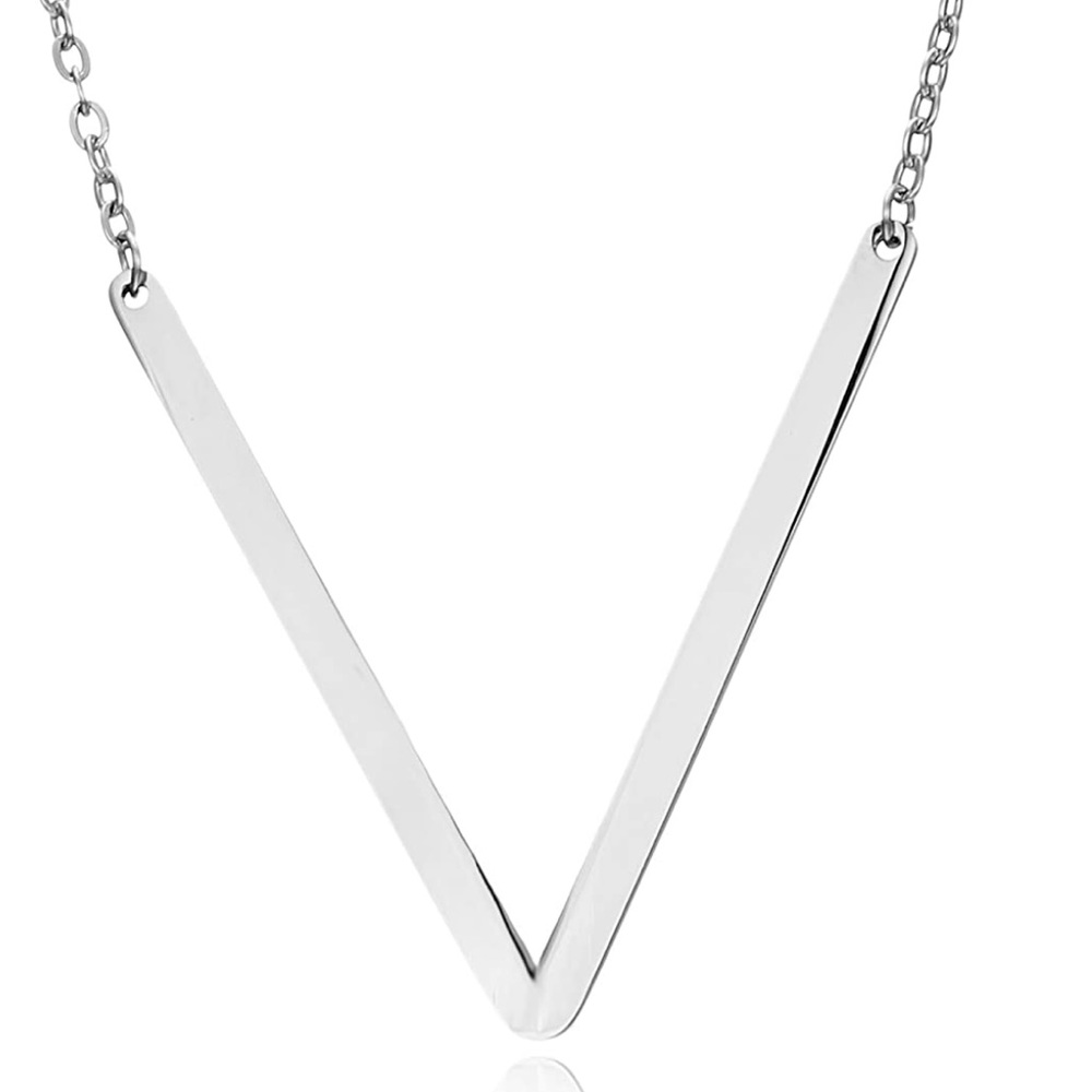 Silver Initial Stainless Steel Pendant Necklace Letters A-Z - Picture 3 of 6